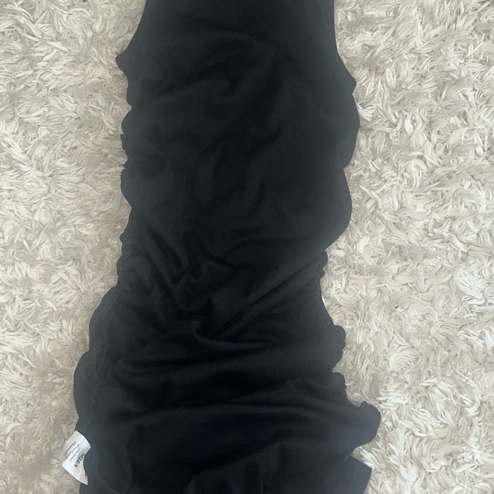 Black Ruched Sleeveless Dress